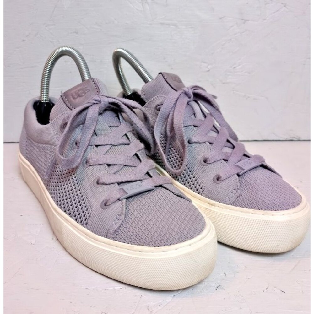 UGG Zilo Platform Knit Sneakers Size 6.5 Gray-Purple Lace Up Shoes Women's